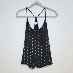 LOFT Patterned Black White Sleeveless Lined Tank Top Camisole - Size S